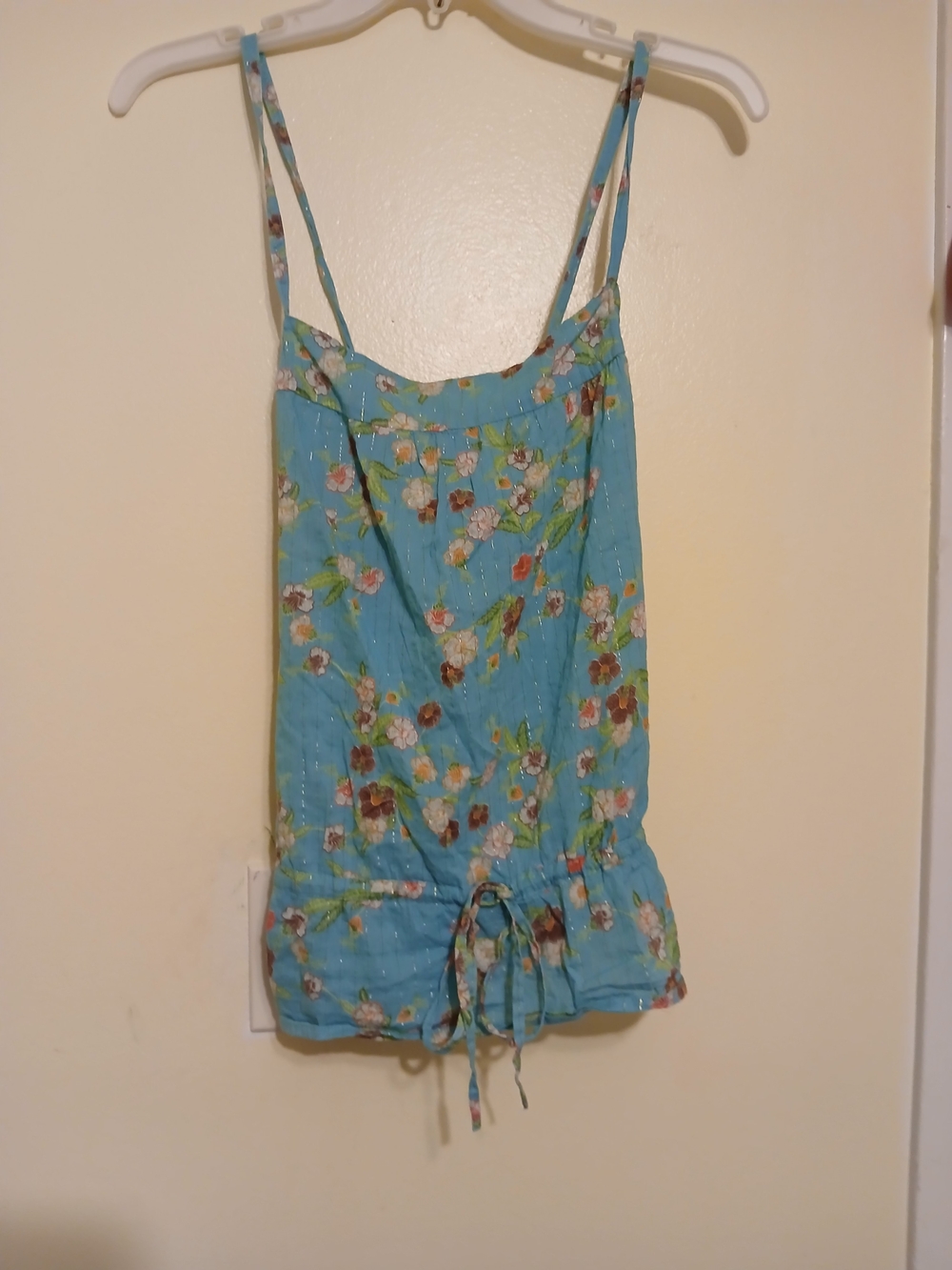 Arizona Jean Company Light Blue Floral Drawstring Cami